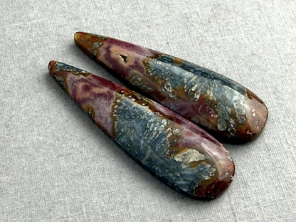 Marcasite in Quartz Cabochon Pair | Natural Gemstone | 40x12x4 | QU523 - Gem Enthusiast