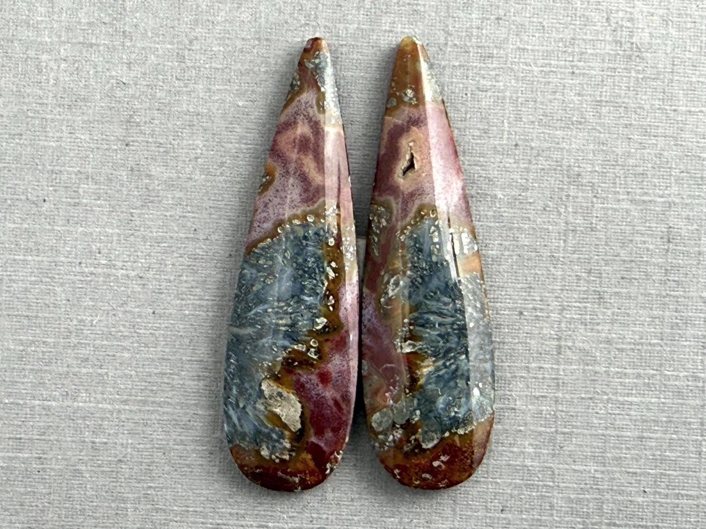 Marcasite in Quartz Cabochon Pair | Natural Gemstone | 40x12x4 | QU523 - Gem Enthusiast