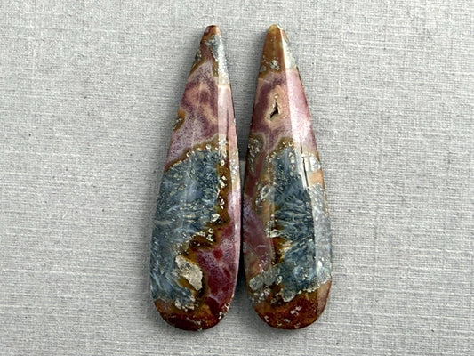 Marcasite in Quartz Cabochon Pair | Natural Gemstone | 40x12x4 | QU523 - Gem Enthusiast
