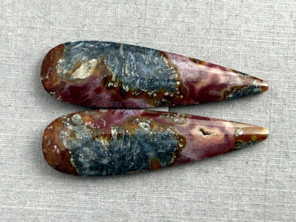 Marcasite in Quartz Cabochon Pair | Natural Gemstone | 40x12x4 | QU523 - Gem Enthusiast