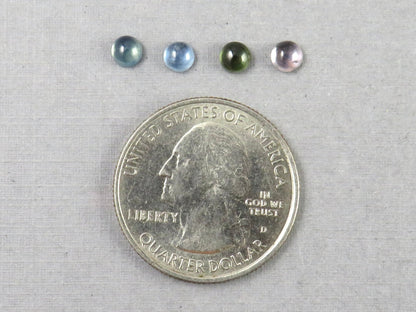 Montana Sapphire Cabochon — 4mm Round | Per Stone | Teal - Blue, Light Blue, Green & Pale Purple | SA305 - One of a Kind Cabochons - Gem Enthusiast