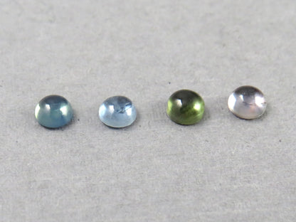 Montana Sapphire Cabochon — 4mm Round | Per Stone | Teal - Blue, Light Blue, Green & Pale Purple | SA305 - One of a Kind Cabochons - Gem Enthusiast