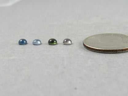 Montana Sapphire Cabochon — 4mm Round | Per Stone | Teal - Blue, Light Blue, Green & Pale Purple | SA305 - One of a Kind Cabochons - Gem Enthusiast