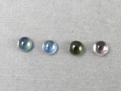 Montana Sapphire Cabochon — 4mm Round | Per Stone | Teal - Blue, Light Blue, Green & Pale Purple | SA305 - One of a Kind Cabochons - Gem Enthusiast