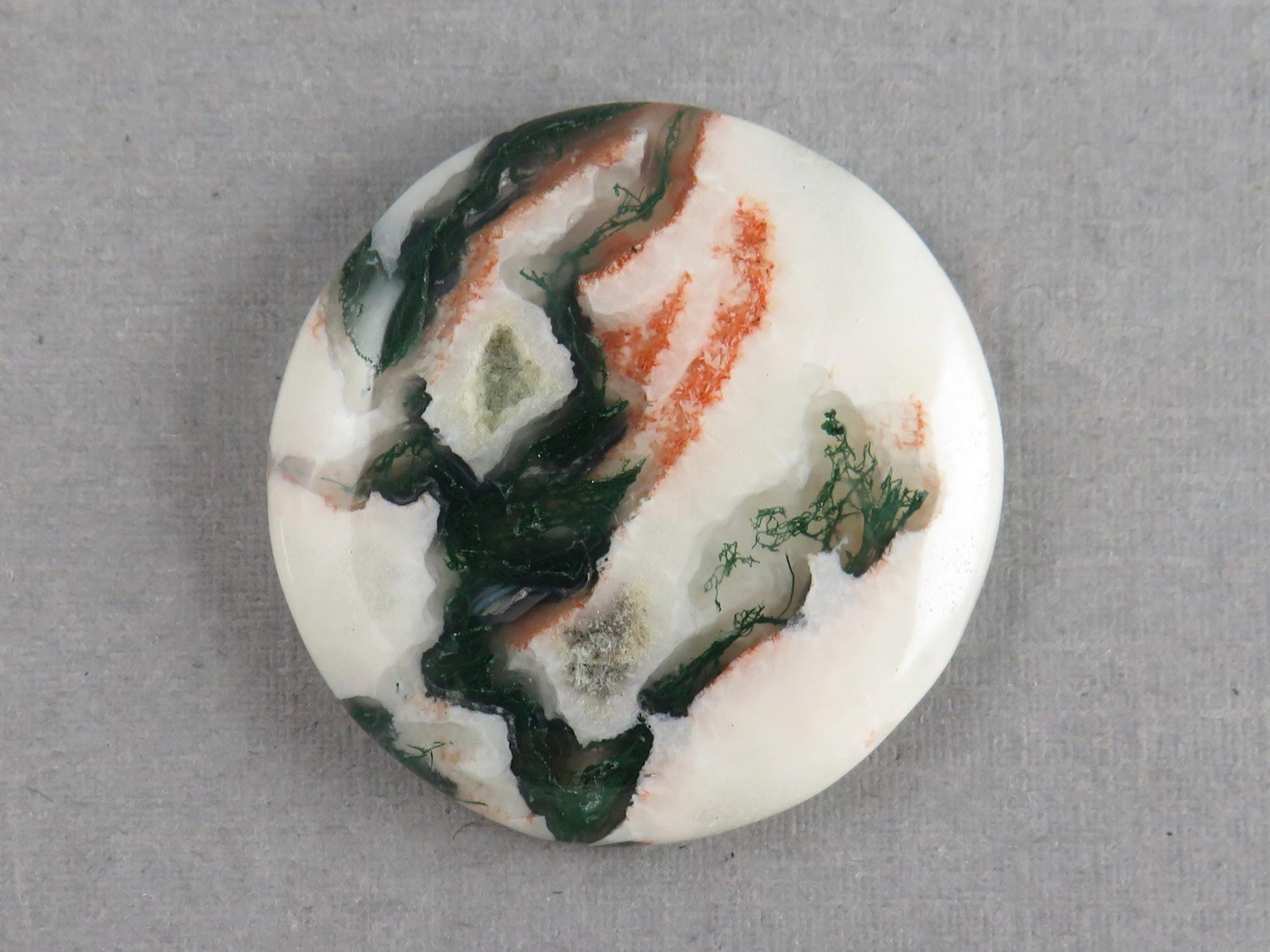 Moss Agate | 28x27 mm | Natural Round Cabochon Gemstone | AG325 - Gem Enthusiast