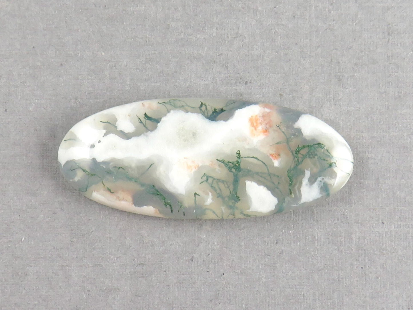 Moss Agate | 35x14x5 mm | Natural Round Cabochon Gemstone | AG328 - Gem Enthusiast