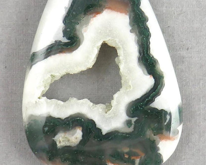 Moss Agate | 41x25x5 mm | Natural Pear Cabochon Gemstone | AG326 - Gem Enthusiast