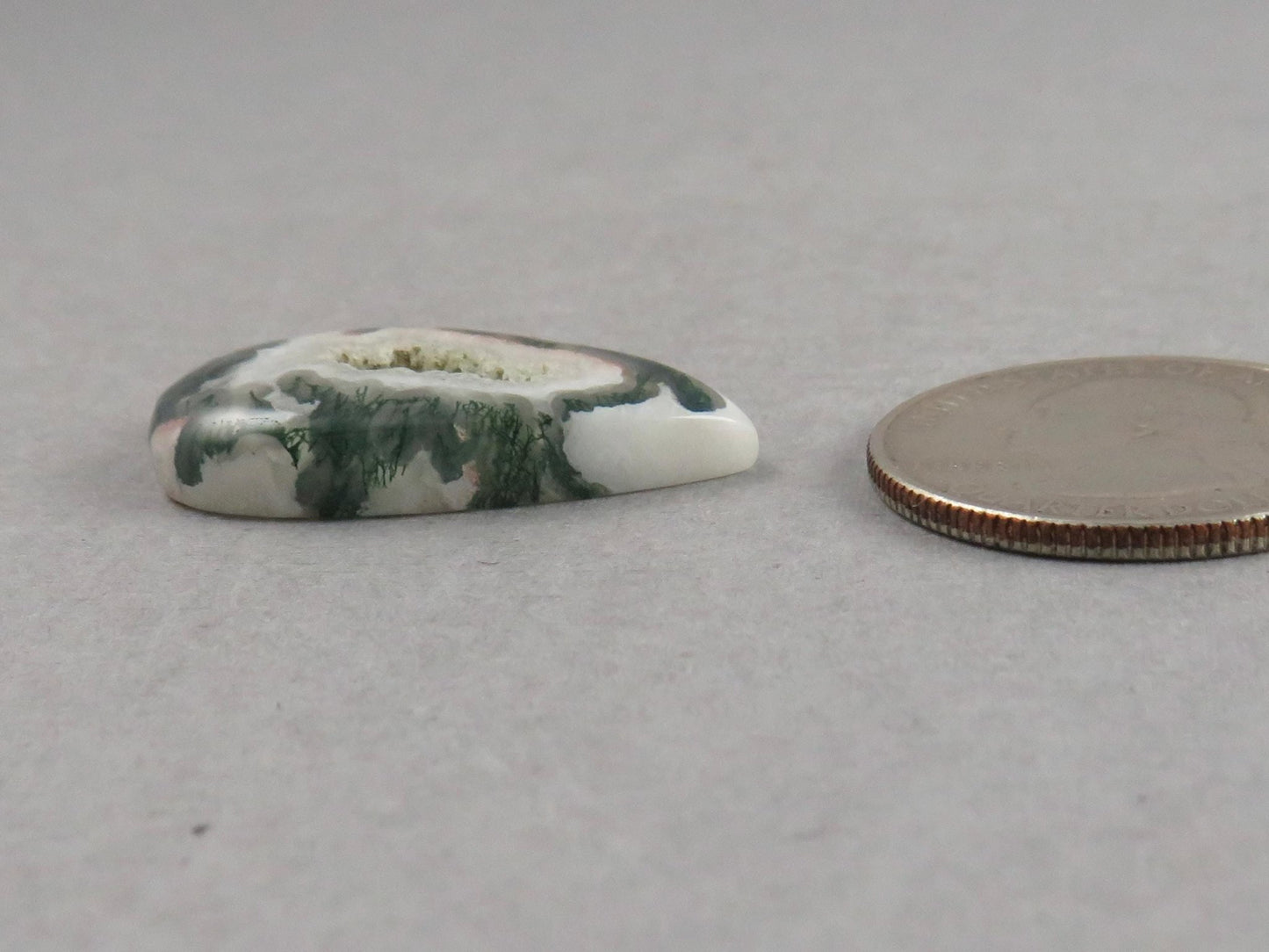 Moss Agate | 41x25x5 mm | Natural Pear Cabochon Gemstone | AG332 - Gem Enthusiast