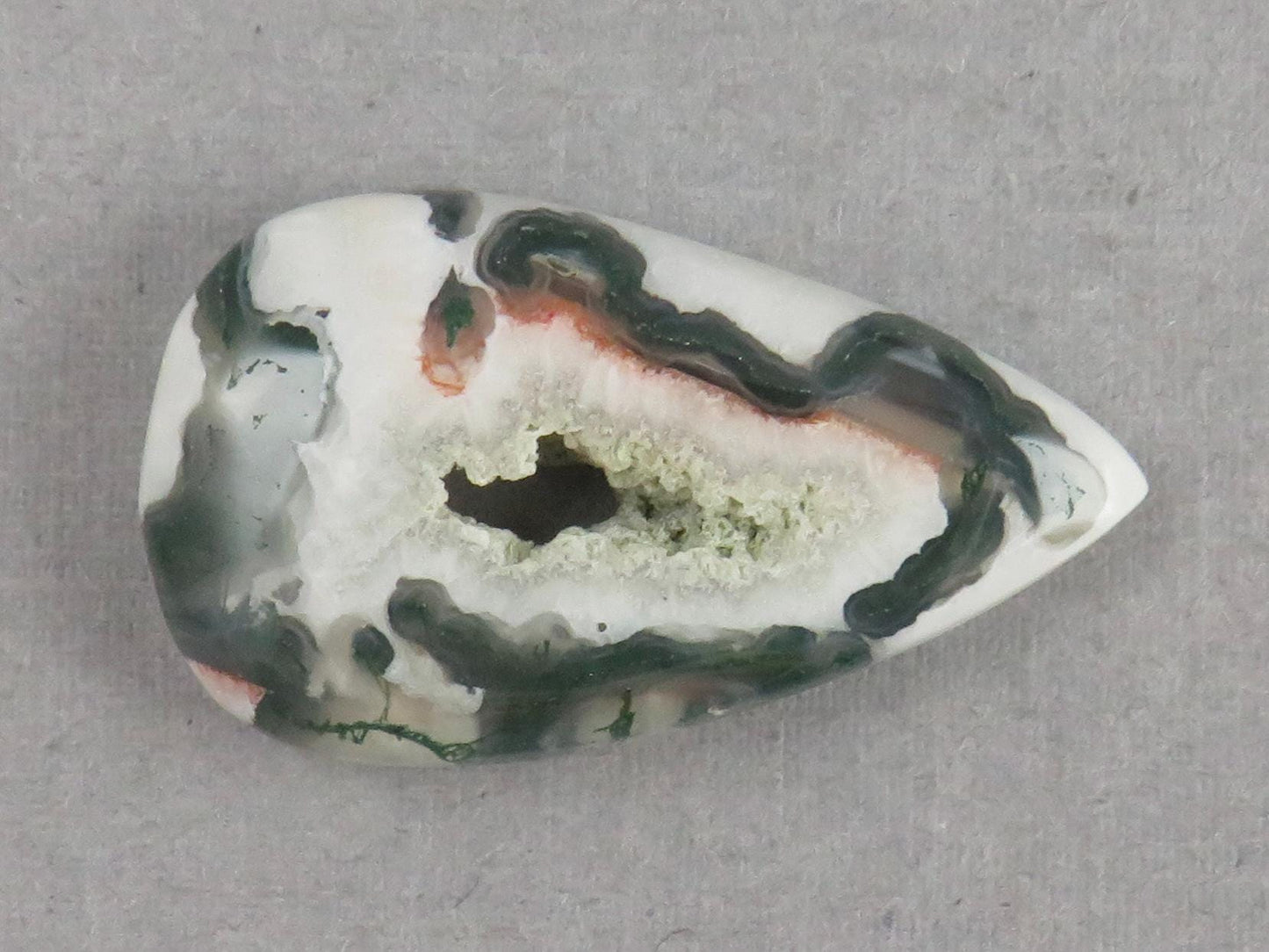 Moss Agate | 41x25x5 mm | Natural Pear Cabochon Gemstone | AG332 - Gem Enthusiast