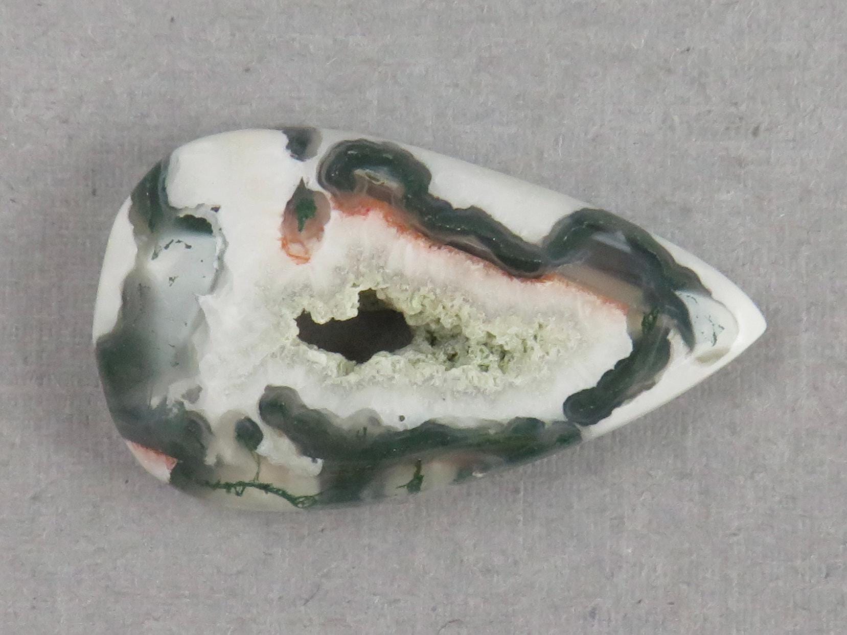 Moss Agate | 41x25x5 mm | Natural Pear Cabochon Gemstone | AG332 - Gem Enthusiast