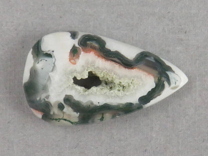 Moss Agate | 41x25x5 mm | Natural Pear Cabochon Gemstone | AG332 - Gem Enthusiast