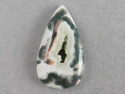 Moss Agate | 41x25x5 mm | Natural Pear Cabochon Gemstone | AG332 - Gem Enthusiast