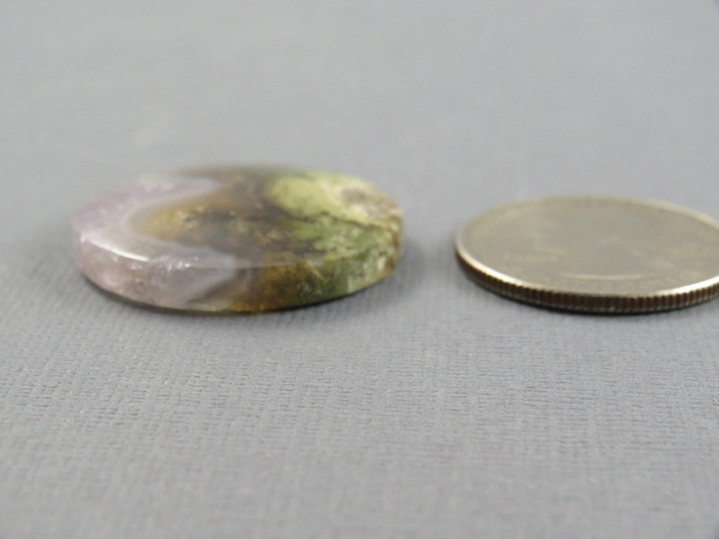 Moss Agate Cabochon Round | Mocha stone | 28x28mm, 35ct | Indonesia | AG371 - Gem Enthusiast