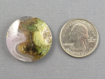 Moss Agate Cabochon Round | Mocha stone | 28x28mm, 35ct | Indonesia | AG371 - Gem Enthusiast