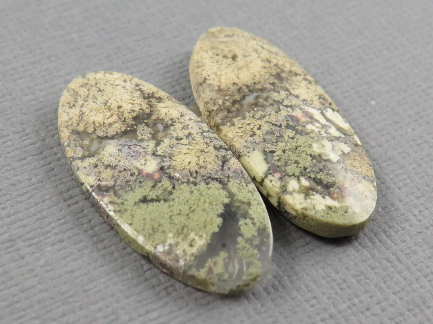 Moss Agate Oval Gemstones | 26mm x 12mm, 12.3 ct | Per Pair | Indonesia | AG346 - Gem Enthusiast