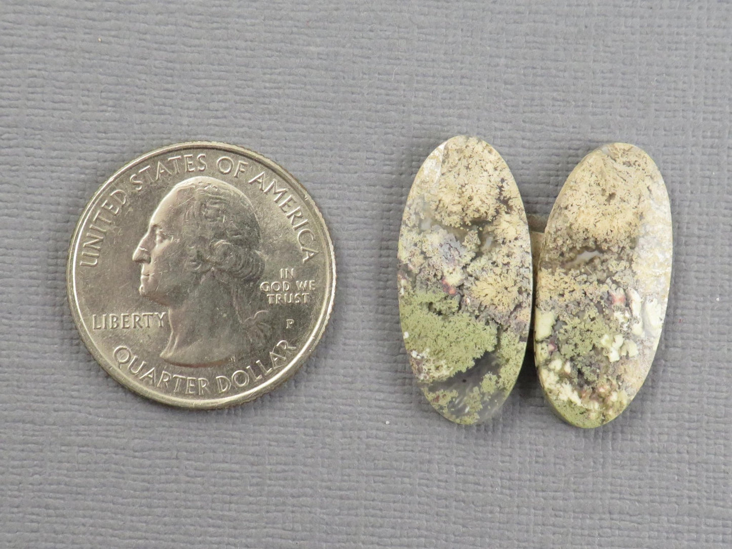 Moss Agate Oval Gemstones | 26mm x 12mm, 12.3 ct | Per Pair | Indonesia | AG346 - Gem Enthusiast
