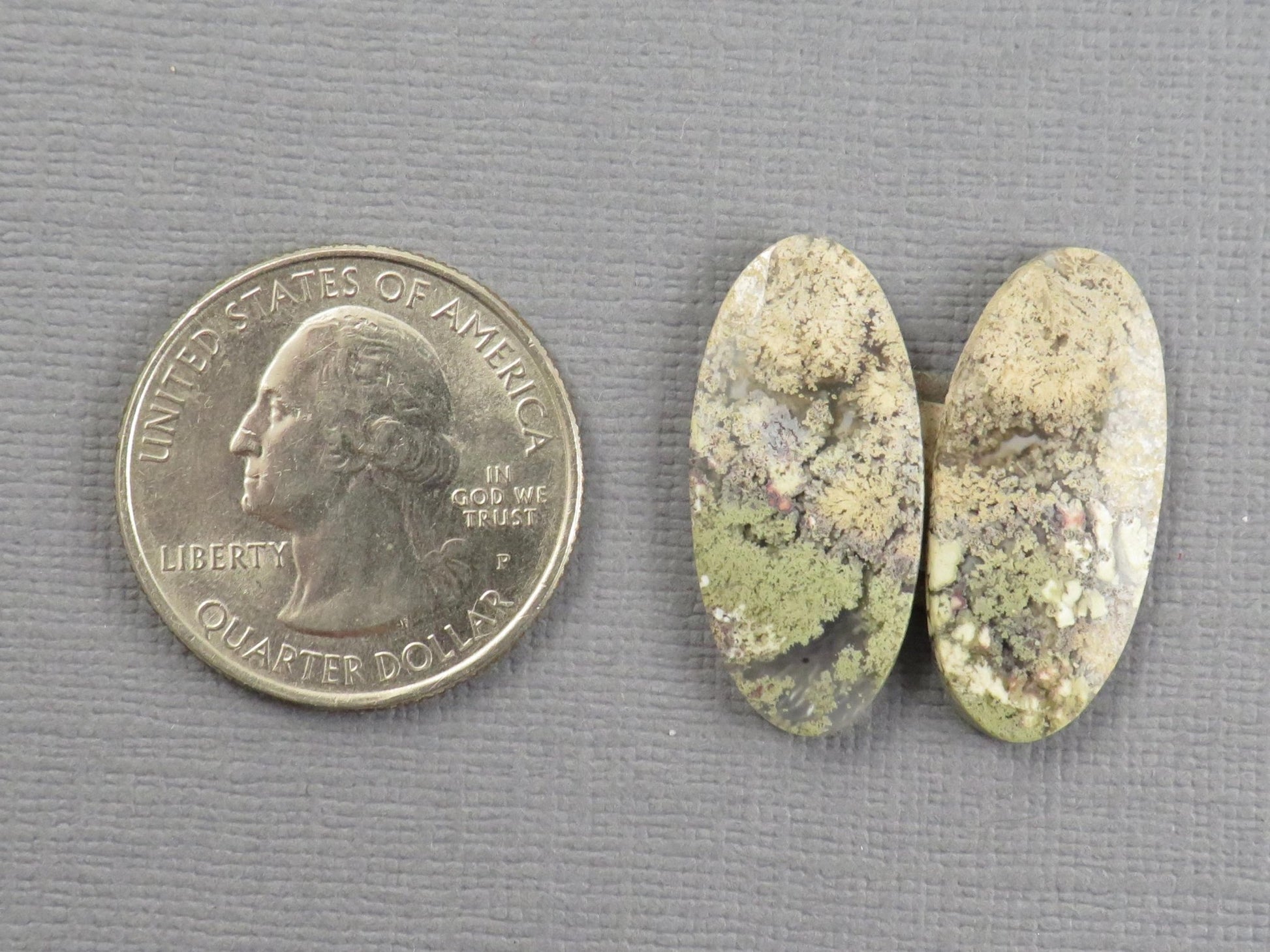 Moss Agate Oval Gemstones | 26mm x 12mm, 12.3 ct | Per Pair | Indonesia | AG346 - Gem Enthusiast