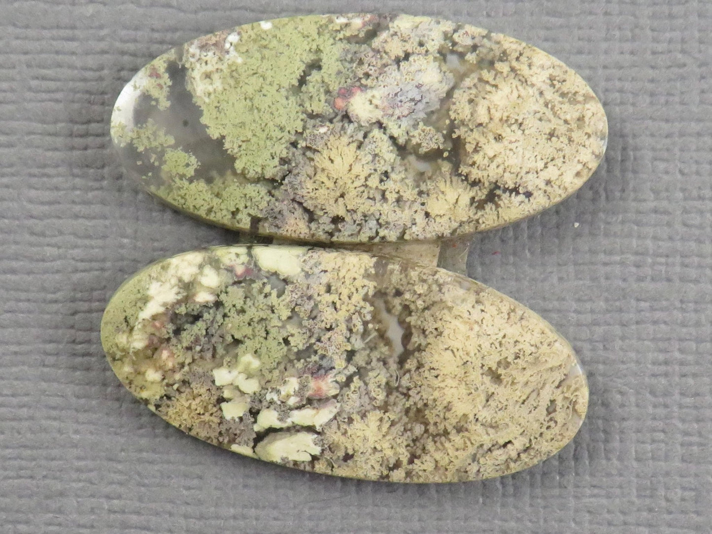 Moss Agate Oval Gemstones | 26mm x 12mm, 12.3 ct | Per Pair | Indonesia | AG346 - Gem Enthusiast