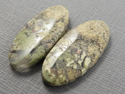 Moss Agate Oval Gemstones | 26mm x 12mm, 12.3 ct | Per Pair | Indonesia | AG346 - Gem Enthusiast