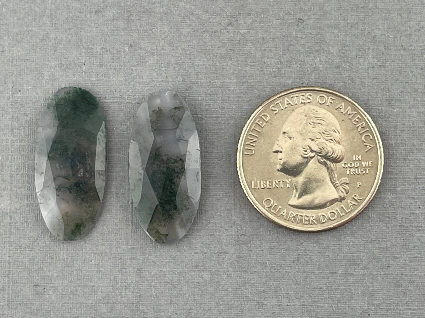 Moss Agate Oval Pair | Rose Cut Natural Loose Gemstone | AG210 - Gem Enthusiast