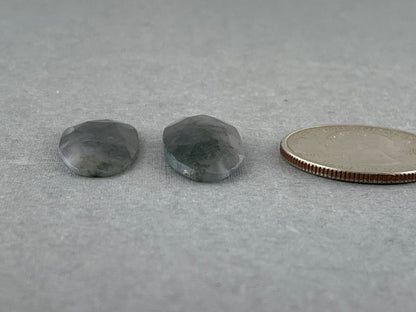 Moss Agate Oval Pair | Rose Cut Natural Loose Gemstone | AG210 - Gem Enthusiast