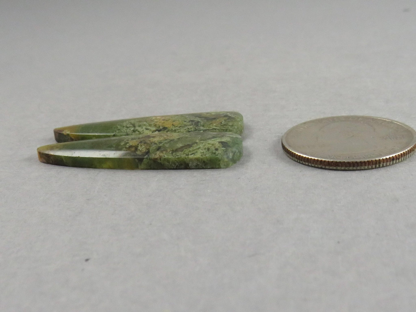 Moss Agate Pair | Natural Loose Gemstone | Dendritic Chalcedony | Indonesia | 37x12x4 | AG344 - Gem Enthusiast