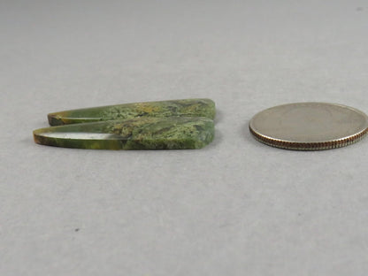 Moss Agate Pair | Natural Loose Gemstone | Dendritic Chalcedony | Indonesia | 37x12x4 | AG344 - Gem Enthusiast