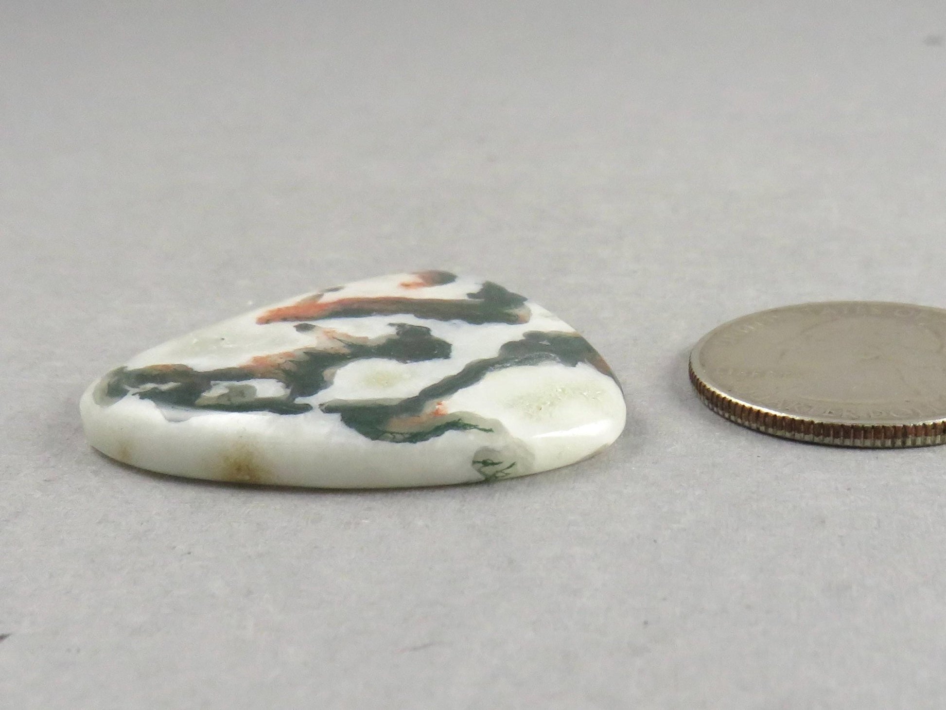 Moss Agate Pear Cabochon | 35x35mm, 44.5ct | AG335 - Gem Enthusiast