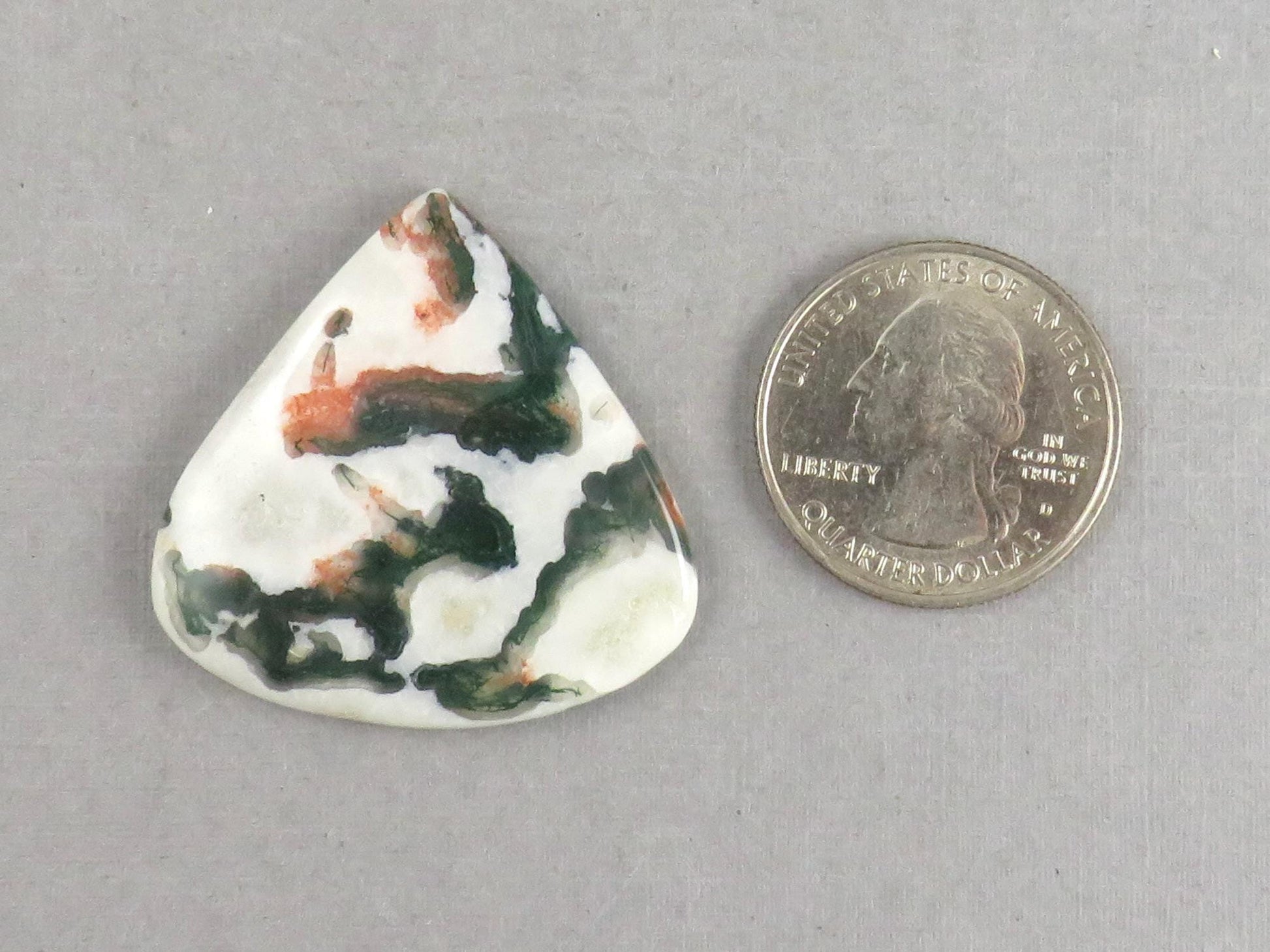 Moss Agate Pear Cabochon | 35x35mm, 44.5ct | AG335 - Gem Enthusiast