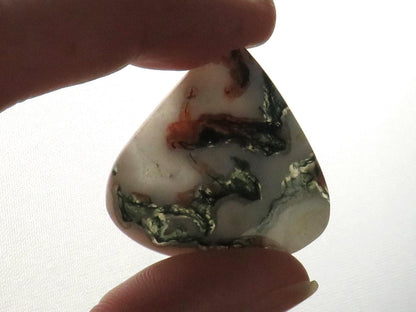 Moss Agate Pear Cabochon | 35x35mm, 44.5ct | AG335 - Gem Enthusiast