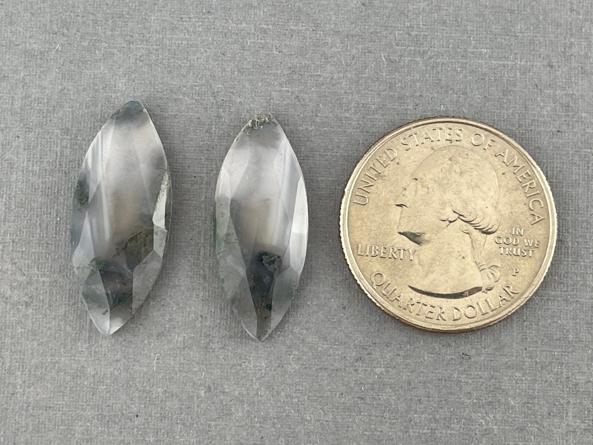 Moss Agate Rose Cut Pair | Marquise Natural Loose Gemstone | AG204 - Gem Enthusiast