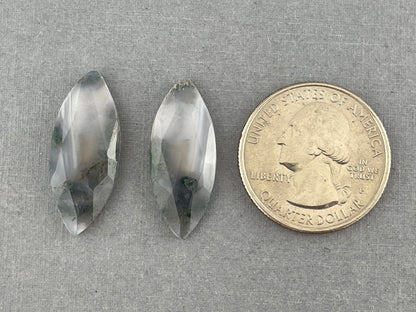 Moss Agate Rose Cut Pair | Marquise Natural Loose Gemstone | AG204 - Gem Enthusiast