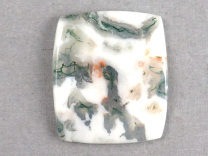 Moss Agate | White, Green & Orange Dendritic Cabochon | 30x26 Rectangle | AG327 - Gem Enthusiast