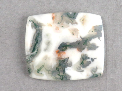 Moss Agate | White, Green & Orange Dendritic Cabochon | 30x26 Rectangle | AG327 - Gem Enthusiast