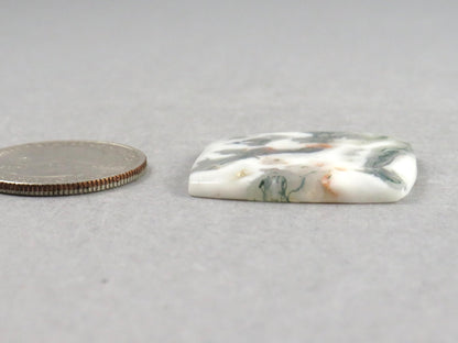 Moss Agate | White, Green & Orange Dendritic Cabochon | 30x26 Rectangle | AG327 - Gem Enthusiast