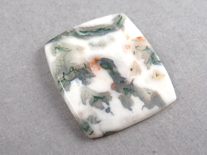 Moss Agate | White, Green & Orange Dendritic Cabochon | 30x26 Rectangle | AG327 - Gem Enthusiast