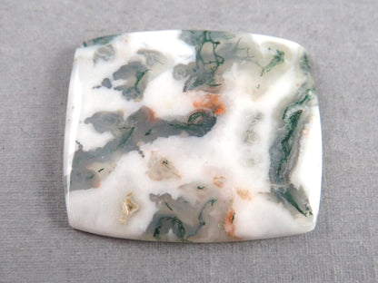 Moss Agate | White, Green & Orange Dendritic Cabochon | 30x26 Rectangle | AG327 - Gem Enthusiast