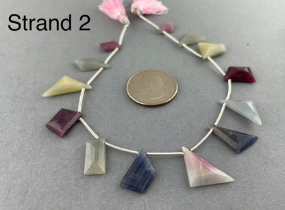 Multi Sapphire Bead Strand in Geometric Shapes | Select your Strand - Gem Enthusiast