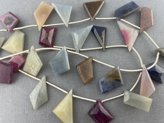 Multi Sapphire Bead Strand in Geometric Shapes | Select your Strand - Gem Enthusiast