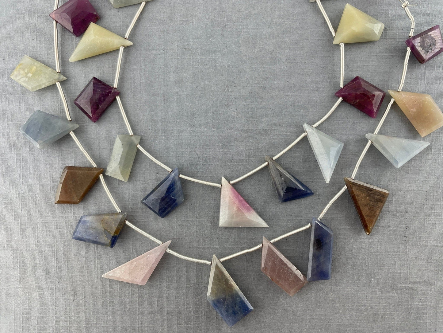 Multi Sapphire Bead Strand in Geometric Shapes | Select your Strand - Gem Enthusiast