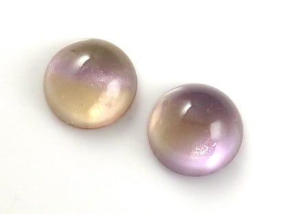 Natural Ametrine Cabochon Round Pair from Bolivia | Bolivianite | 13x13mm, 14.45ct | QU559 - Gem Enthusiast
