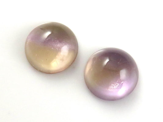 Natural Ametrine Cabochon Round Pair from Bolivia | Bolivianite | 13x13mm, 14.45ct | QU559 - Gem Enthusiast