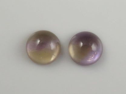 Natural Ametrine Cabochon Round Pair from Bolivia | Bolivianite | 13x13mm, 14.45ct | QU559 - Gem Enthusiast