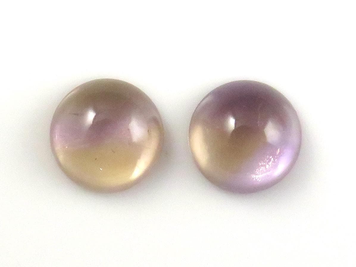 Natural Ametrine Cabochon Round Pair from Bolivia | Bolivianite | 13x13mm, 14.45ct | QU559 - Gem Enthusiast