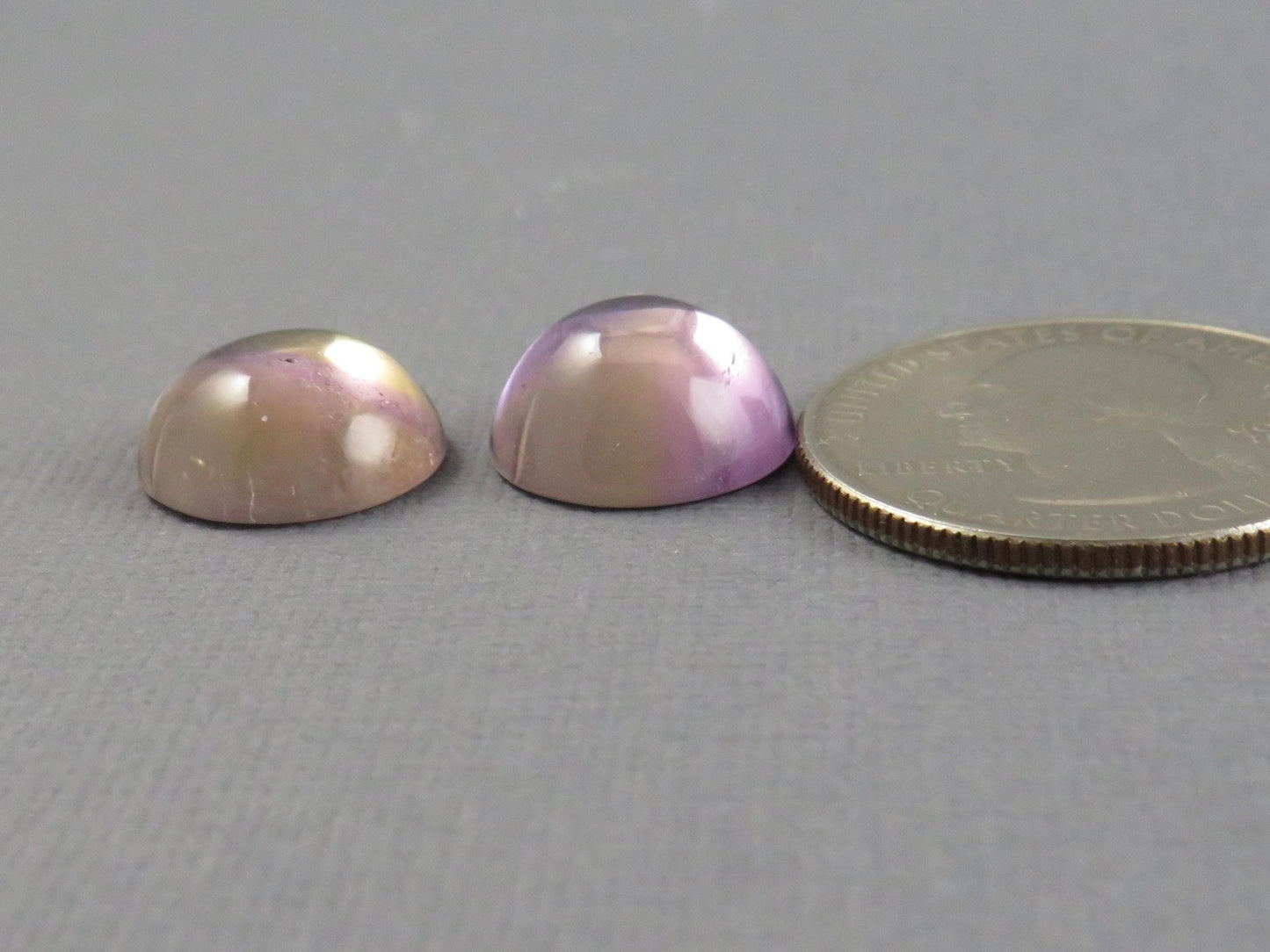 Natural Ametrine Cabochon Round Pair from Bolivia | Bolivianite | 13x13mm, 14.45ct | QU559 - Gem Enthusiast