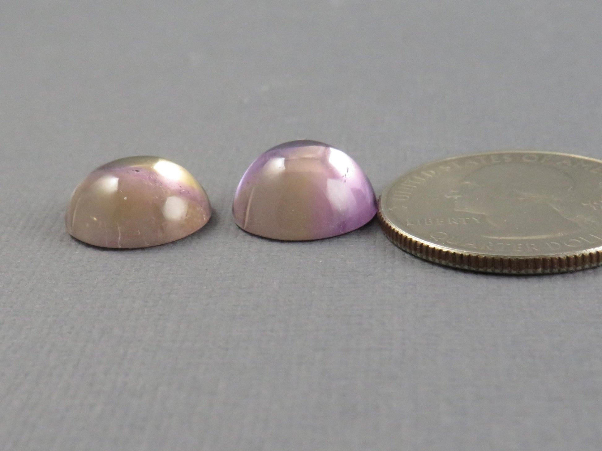 Natural Ametrine Cabochon Round Pair from Bolivia | Bolivianite | 13x13mm, 14.45ct | QU559 - Gem Enthusiast