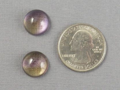 Natural Ametrine Cabochon Round Pair from Bolivia | Bolivianite | 13x13mm, 14.45ct | QU559 - Gem Enthusiast