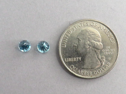 Natural Blue Zircon | 5mm Faceted Round Pair | ZC103 - Gem Enthusiast