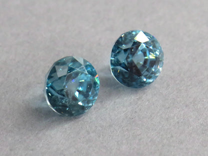 Natural Blue Zircon | 5mm Faceted Round Pair | ZC103 - Gem Enthusiast