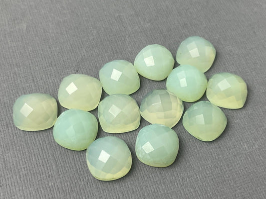 Natural Chalcedony | 12mm | Cushion Checker Cut Cabochons - Gem Enthusiast